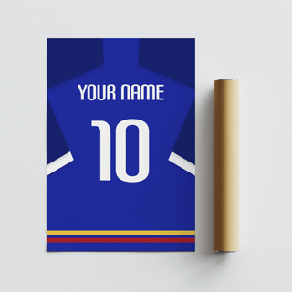 Cropped sleeves and back-of-shirt poster design with big number and name