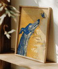Greyhound Wall Art illustration in Yellow Blue Beige for study