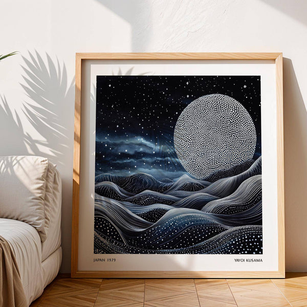 Dreamlike unique wall art for bedroom with moonlit cosmic theme