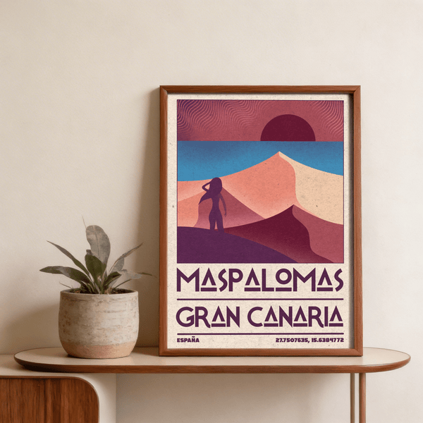 Maspalomas Vintage Wall Art minimalist scene showcasing sweeping dunes
