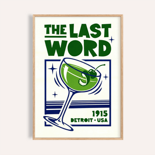 Cocktail Art Print in green and blue for kitchen wall art