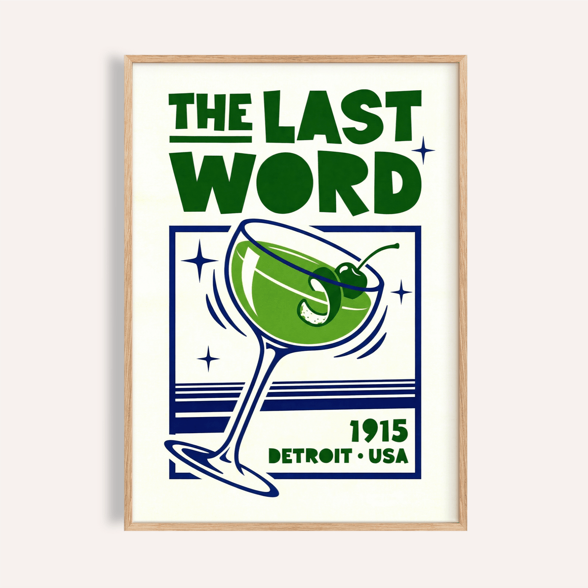 Cocktail Art Print in green and blue for kitchen wall art