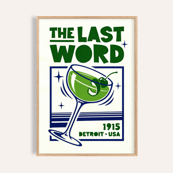 Cocktail Art Print in green and blue for kitchen wall art