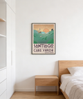 Destination typography poster print with “CABO VERDE” title and minimalist coastal illustration