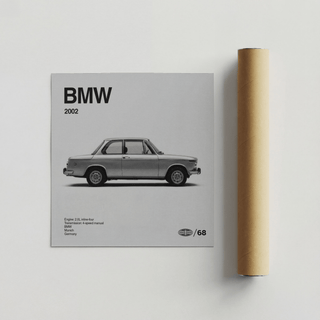 BMW Car Print poster in Black and White, study room