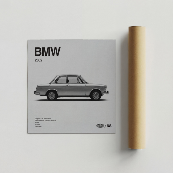 BMW Car Print poster in Black and White, study room