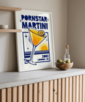 Pornstar Martini Poster living room retro wall art Orange and Blue