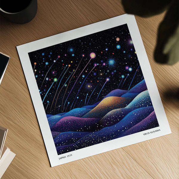Galaxy wall art with luminous stars and deep cosmic hues