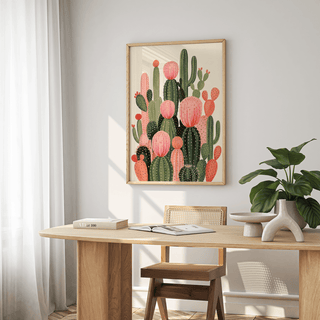 Bright green and orange Cactus Print for nursery wall art