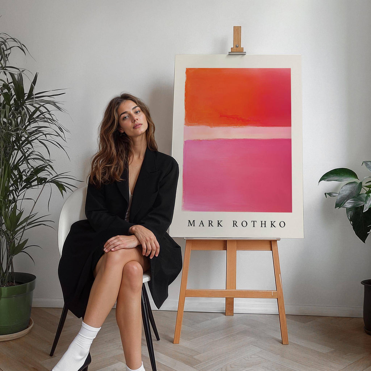 Large pink and orange wall art for statement walls