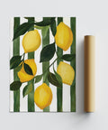 Citrus-themed Lemon Painting print in green and yellow tones.