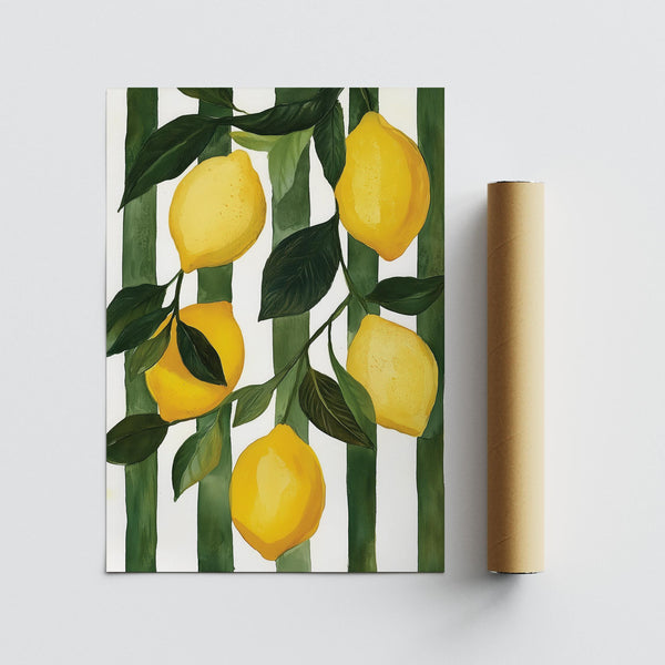 Citrus-themed Lemon Painting print in green and yellow tones.