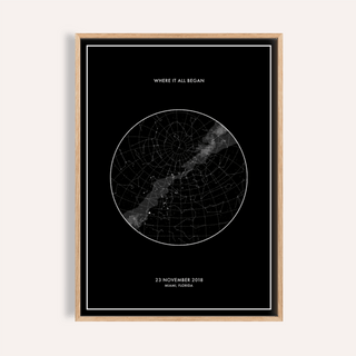 Custom Star Map black and white print for living room wall art