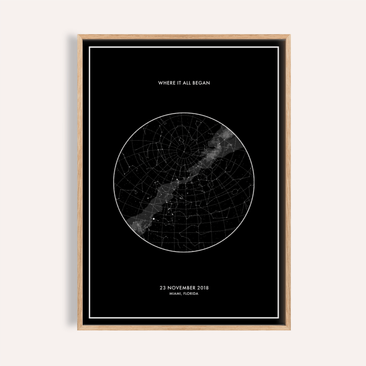 Custom Star Map black and white print for living room wall art