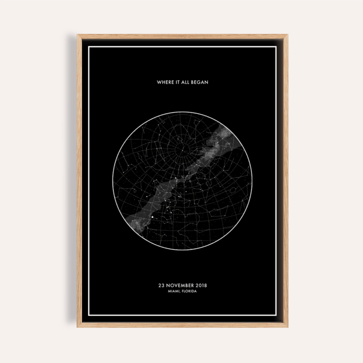 Custom Star Map black and white print for living room wall art