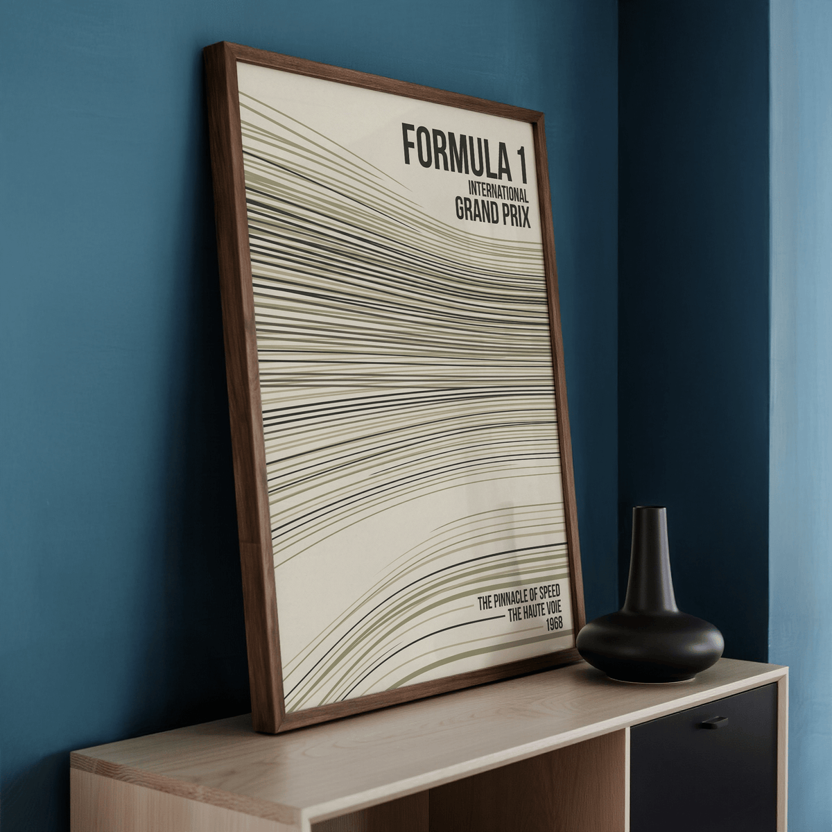 Desktop mockup of typographic Formula 1 grand prix artwork