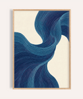 Blue Flowing Wall Art in blue and beige for living room wall art print