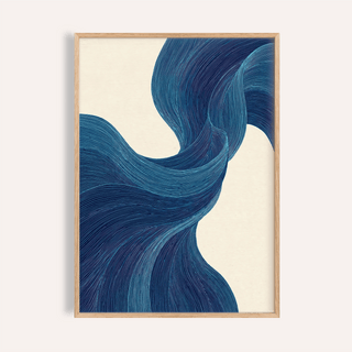 Blue Flowing Wall Art in blue and beige for living room wall art print