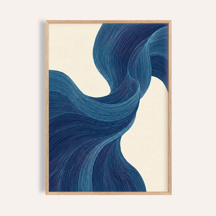 Blue Flowing Wall Art in blue and beige for living room wall art print