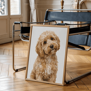 Charming Light Brown Cockapoo Print in Beige and White for bedroom decor