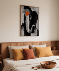 Abstract Ganesh Wall Art print detail highlighting grunge texture and high-contrast facial shapes
