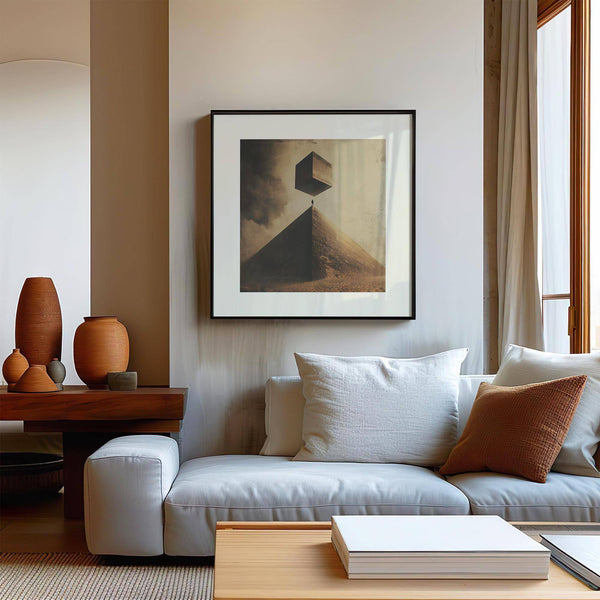 Minimalist desert scene neutral color wall art for bedroom or studio