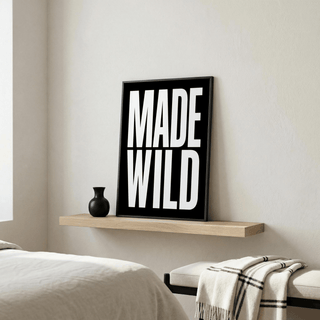 Close detail of condensed lettering on Made Wild Art Print