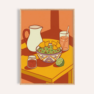 Mexican Cuisine Wall Art with Orange and Green for kitchen wall art print