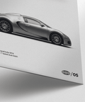 Sleek Bugatti Veyron Car Print for modern home office in black and white colors