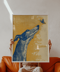 Greyhound Wall Art features Yellow background for office print