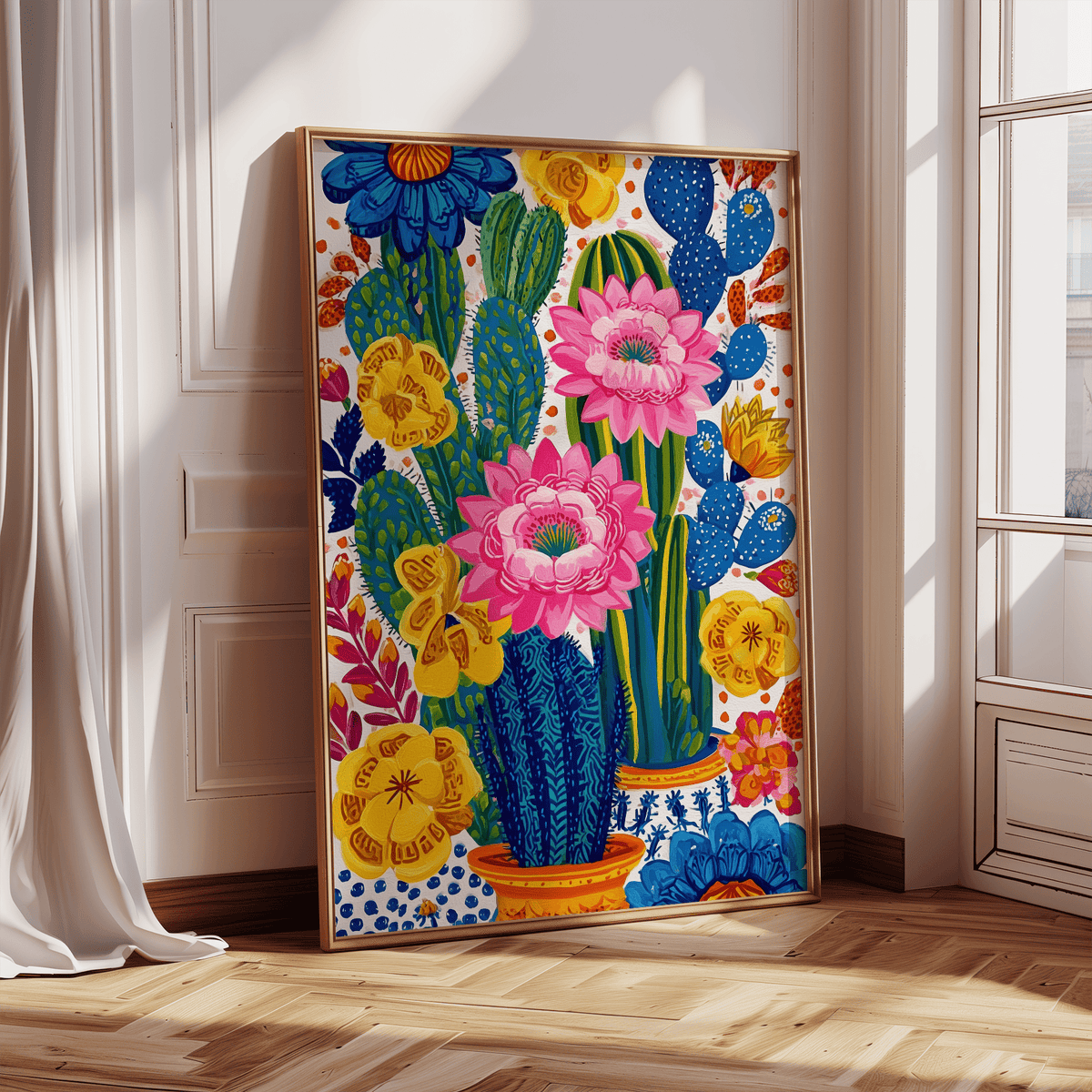 Colorful Botanical Wall Art with blue and green for contemporary kitchen décor poster