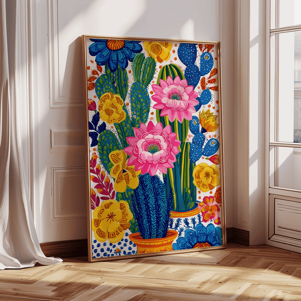 Colorful Botanical Wall Art with blue and green for contemporary kitchen décor poster