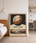 Bold typographic art reading 'Gravity’s Game' beneath hovering ball in sky