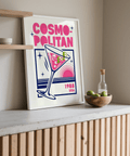 Cosmopolitan Cocktail Art Print with Pink and Blue for cafe wall art print