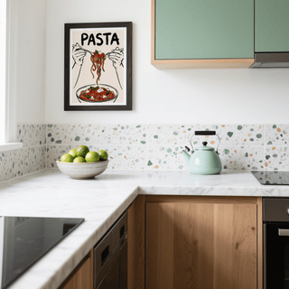 Pasta Art Print with Red sauce for restaurant dining area wall art