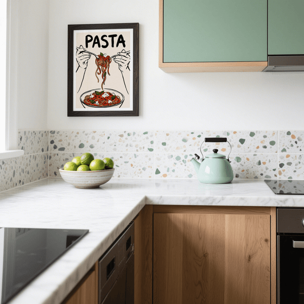 Pasta Art Print with Red sauce for restaurant dining area wall art