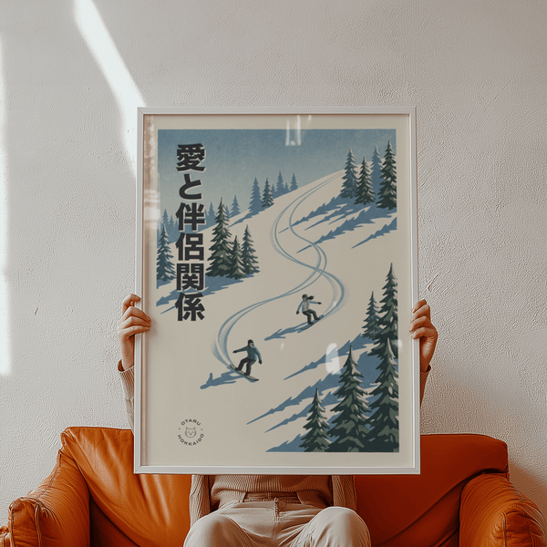 Snowboarding Wall Art in Blue and Beige, ideal for a modern bedroom, wall art