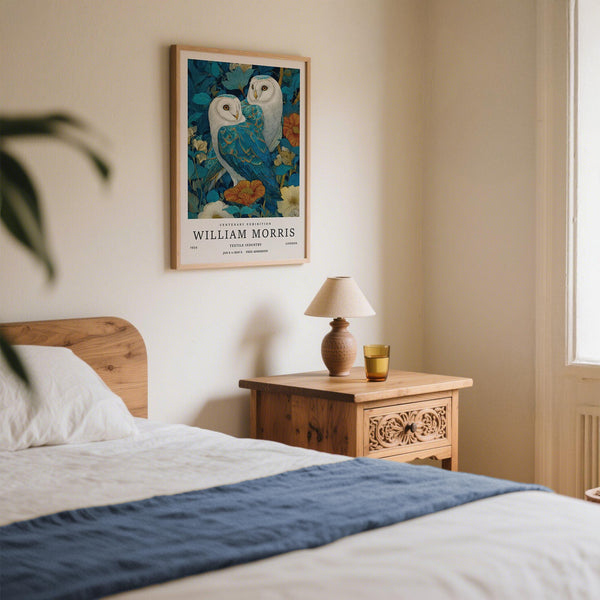 Wall Art Unique owl artwork featuring bold color contrasts in floral setting.