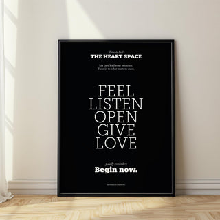 Minimalist black and white Wall Quotes for Bedroom print featuring love and presence.