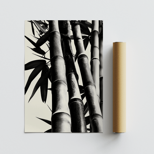 Bamboo Black and White Print in office setting, Black and White art print