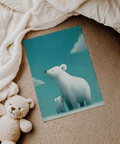 Polar Bear Print wall art, blue and white highlights for family room
