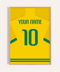 Custom Brazil Football Poster with jersey-back graphic, YOUR NAME, number 10