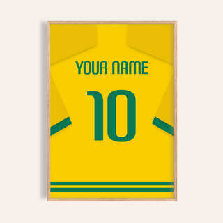Custom Brazil Football Poster with jersey-back graphic, YOUR NAME, number 10