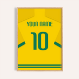 Custom Football Shirt – Yellow with Green Number — wooden-frame main image