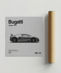 Bugatti Veyron Car Print in Gray, perfect for study or den art print