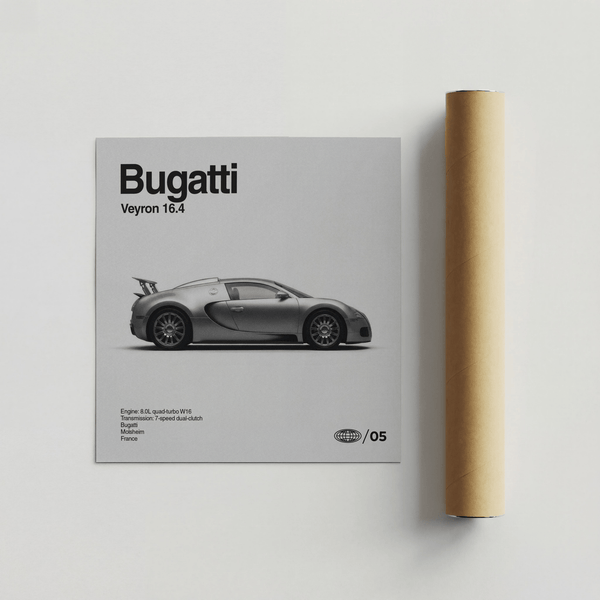 Bugatti Veyron Car Print in Gray, perfect for study or den art print