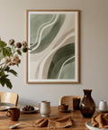 Green Abstract Print green beige white for dining room art print