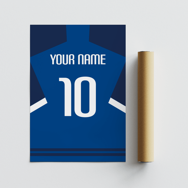 Custom Chelsea Jersey Print wall design displaying personalised name and number