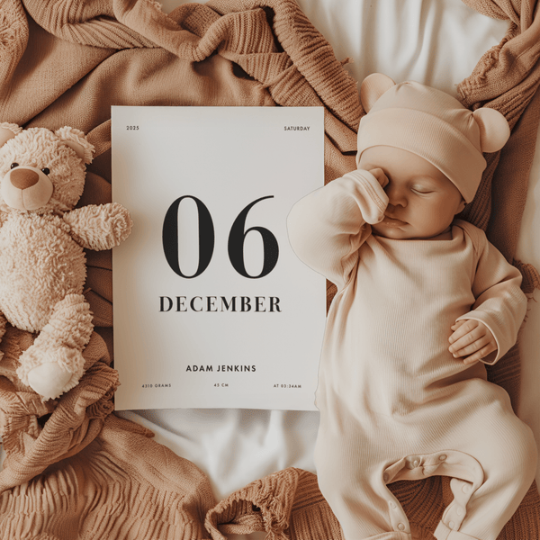 Personalized Born This Day Custom print with Black and White tones for living room