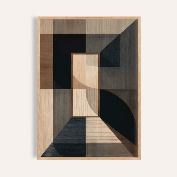 Wabisabi Art Print with brown and black shades for living room wall art